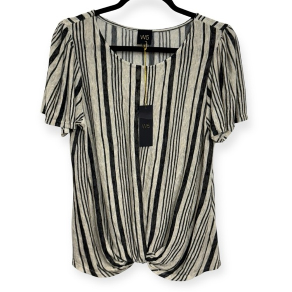 Anthropologie: W5 Women’s Black and Cream Striped Blouse Size M *2104